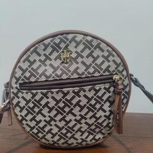 Brown and Cream Patterned Crossbody Bag
